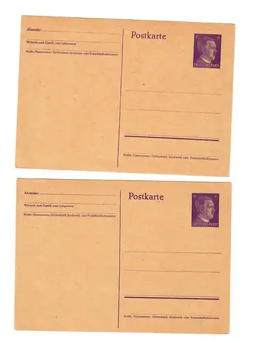 2x Carte postale Litzmannstadt 1942, Revue de la valeur postale