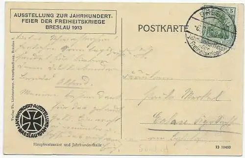 Ansichtskarte Breslau 1913, Feiert der Freiheitskriege 