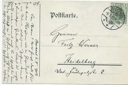 Carte de vue du presbytère de Bruchsaler en 1912, Heidelberg