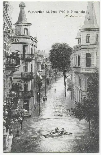 Ansichtskarte Wasserflut 1910 in Neuenahr nach Heidelberg