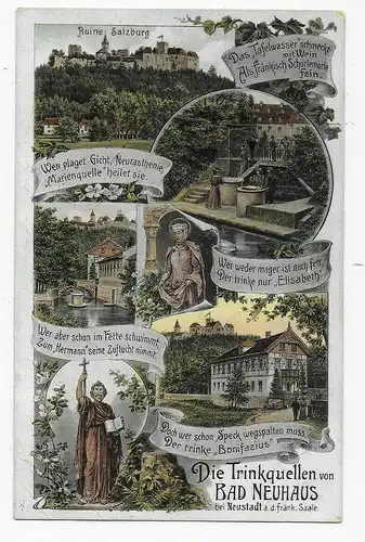 Ansichtskarte Bad Neuhaus 1910 bei Bad Neustadt a.d.fränk. Saale nach Pfalzpaint