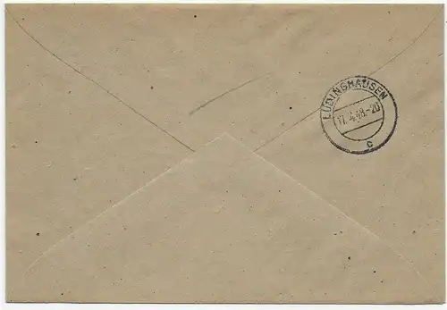 Einschreiben Seppenrade nach Lüdinghausen, 1948