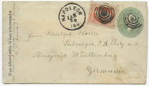 Brief von Napoleon Indiana /USA nach Leidringen/Sulz - Rosenfeld