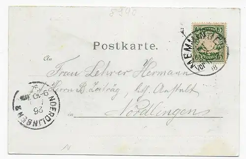 Carte de Memminger Radkärverein, 1898 d'après Nördlingen