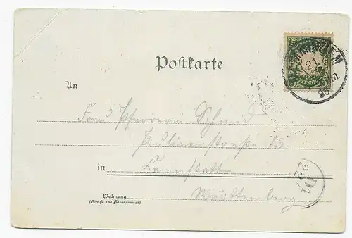 Ansichtskarte Gruß aus Memmingen, 1895, Eckbug