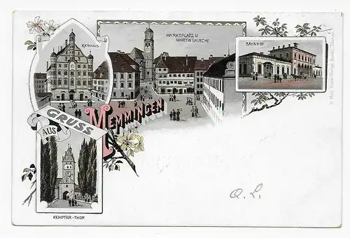 Ansichtskarte Gruß aus Memmingen, 1879, nach Neckarweihingen