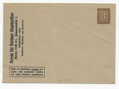 Ganzsachenumschlag: Verein für Berliner Stadtmission, 1942-1944