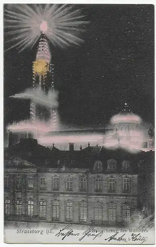 Strasbourg, Münster éclairage, Journée catholique 1905