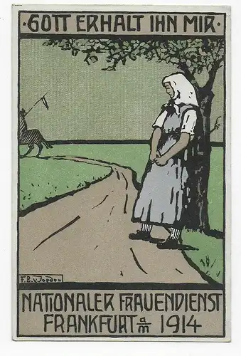 Service National des Femmes, Francfort 1914, carte postale Francfort vers Heidelberg