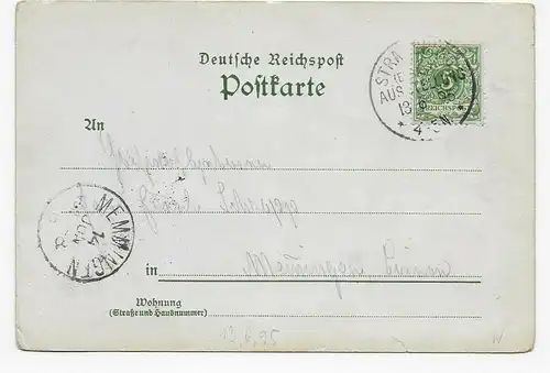 Exposition professionnelle Strasbourg 1895 imt Stamp spécial après Memmingen