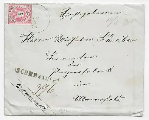 Einschreiben Sierning 1885 nach Ulmerfeld mit Briefinhalt