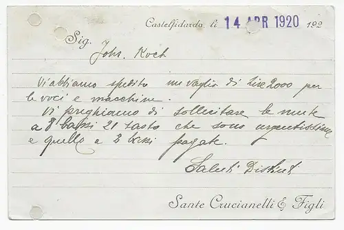 Castelfidarda 1920 après Trossingen, musique, ordre