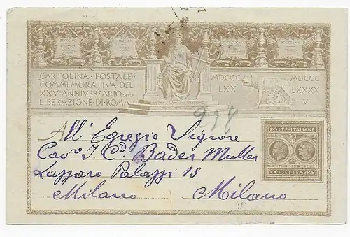 Einschreiben von Roma nach Milano 1935