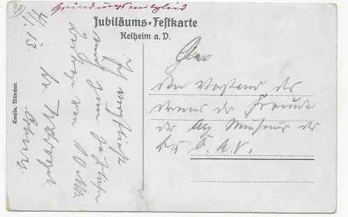 Kelheim 1913: 100 Anniversaire des combats de libération allemands, carte