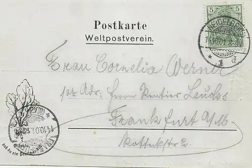 Gruss von der Burenversammlung 1901 von Heidelberg nach Frankfurt