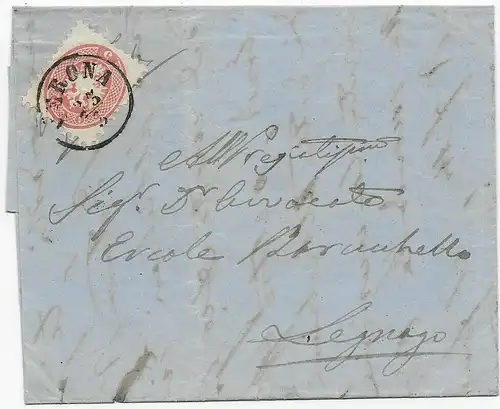 Brief von Verona nach Legnago 1876