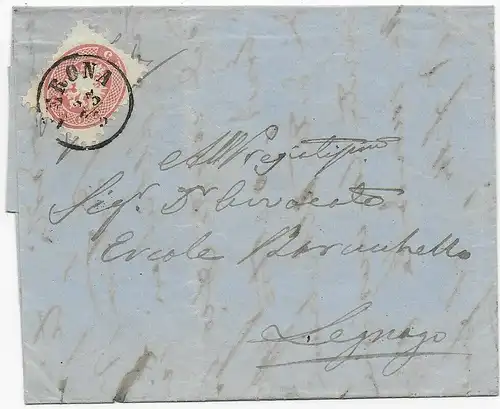 Lettre de Vérone d'après Legnago 1876