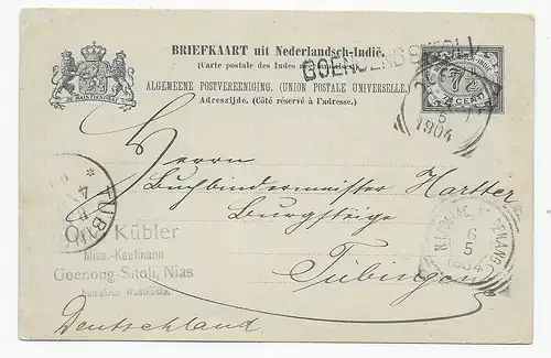Nederlandsch-Indie: Penang 1904, Goenong-Sitoli, Nias nach Tübingen