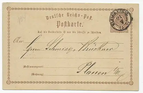 Carte postale 1874 Klingenthal vers Plauen