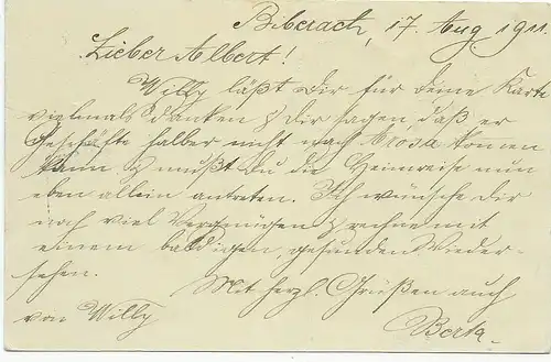 Tout ce qui est arrivé de Biberach à Arosa/CH en 1911, frais supplémentaires