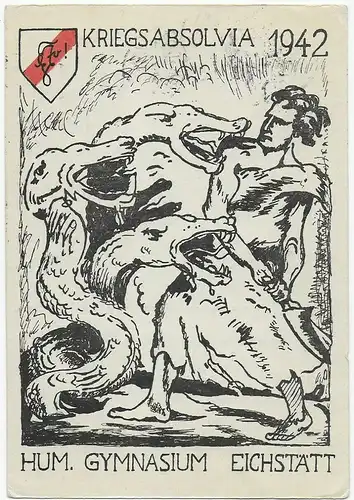 Postkarte: Kriegsabsolvia Hum. Gymnasium Eichstätt, 1942