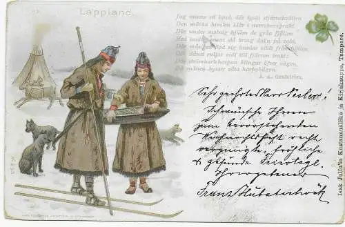 Ansichtskarte Lappland, Tampere nach Glauchau, 1902