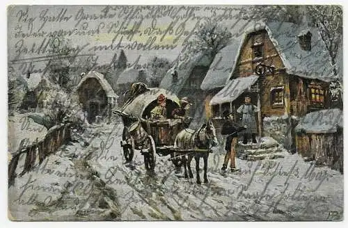 Wurtemberg Feldpost 1915, Underberg Carte publicitaire: Village vie en hiver