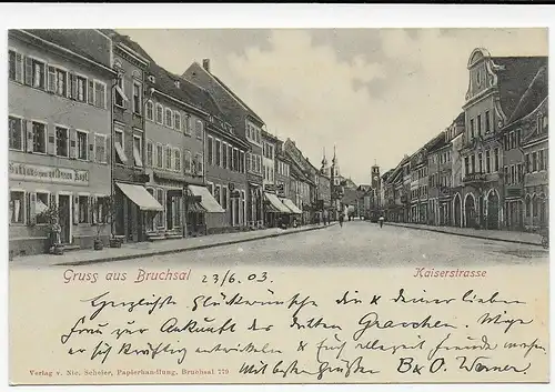 Ansichtskarte Gruss aus Bruchsal 1903 nach Heidelberg