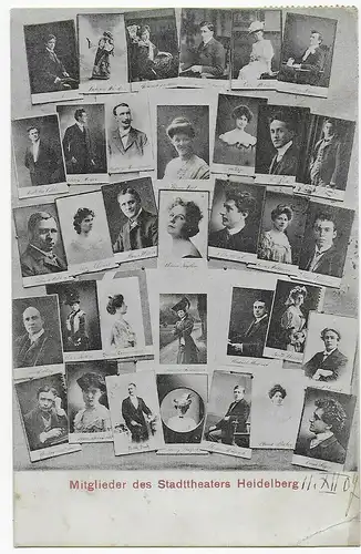 Ansichtskarte Mitglieder des Stadttheaters Heidelberg, 1907