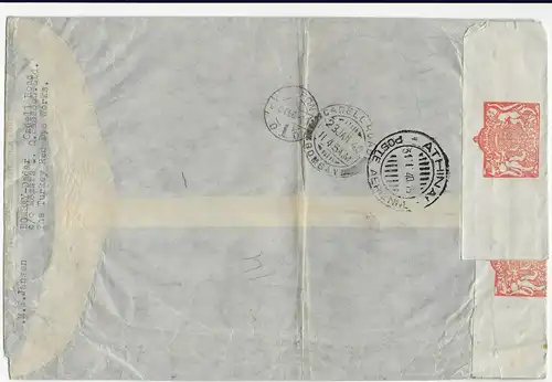 Airmail registered Bombay to Hungary /Sopron, 1940 with censorship