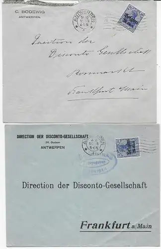 16x Bankbriefe Brüssel - Frankfurt, Zensur 1915-1918