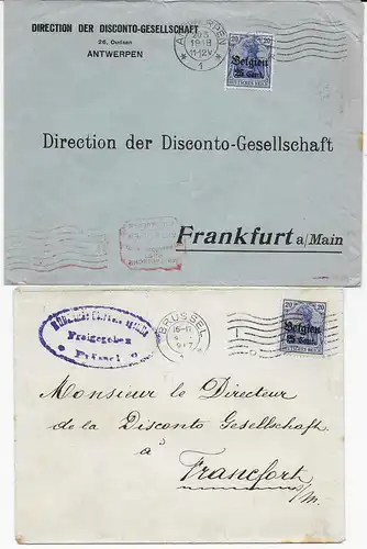 16x Lettres de banque Bruxelles - Francfort, censure 1915-1918