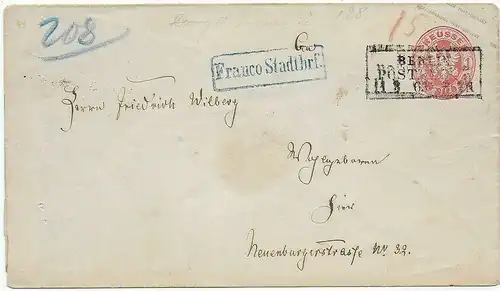 Ortsstempel Franco Stadtbrief Berlin, 1863