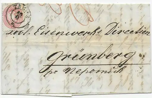 Brief aus Tabor nach Grünberg/Pisek