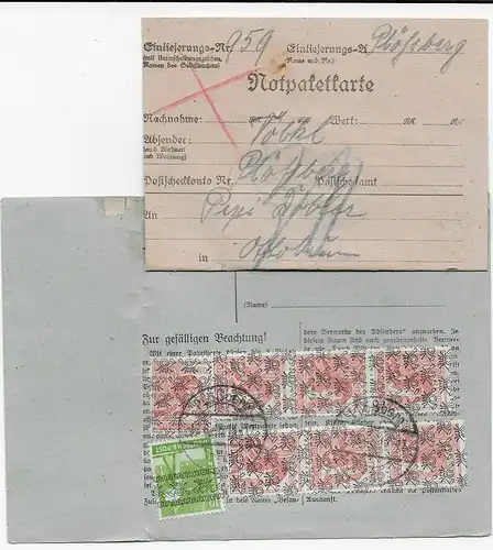Paketkarte von Plößberg/Oberpf. nach Ottobrunn, 1948, mit Notpaketkarte
