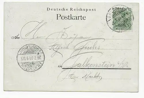 Chevalier Rothelly, Jongleur, carte postale de Oelgnitz 1901 à Falkenstein