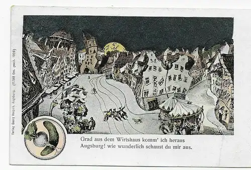 Carte Jakoberkirchweih Augsburg 1908 vers Memmingen. Carte rare