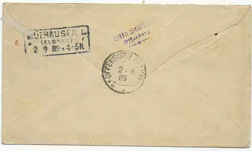 Soldats Lettre: Manoeuvres post Schwäbisch Hall 1889 à Mulhouse/Elsass