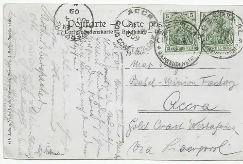 AK Wildsee/Nwarzwald, 1909 Oberthal/Freudenstadt vers Accra/Gold Côte