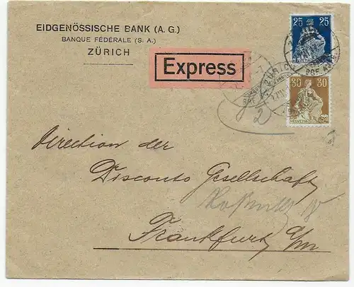 Lettre express Zurich 1917 à Francfort/M