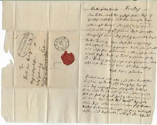 Lettre de Karlsruhe en 1836, Baden.