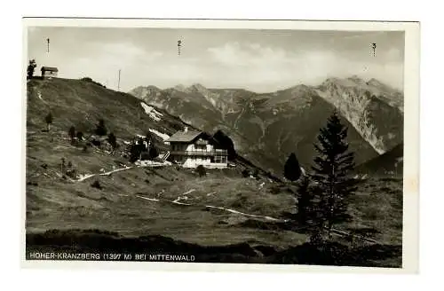 Ansichtskarte Hoher Kranzberg/Mittenwald/Karwendelgeb. 1948 nach Lüneburg