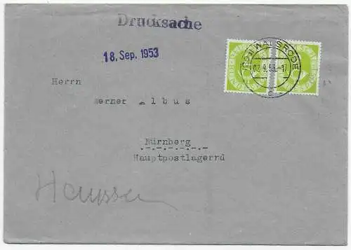 Drucksache Brief Walsrode 1953 nach Nürnberg