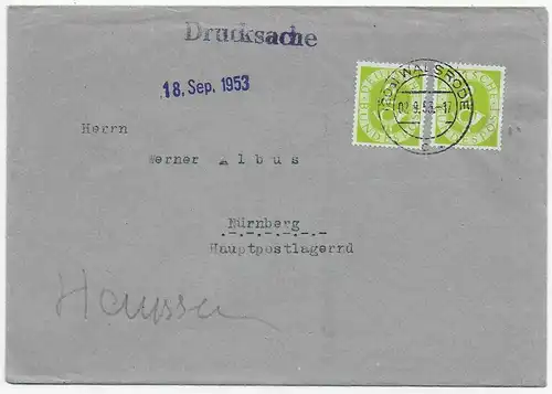 Lettre de Walsrode en 1953 à Nuremberg