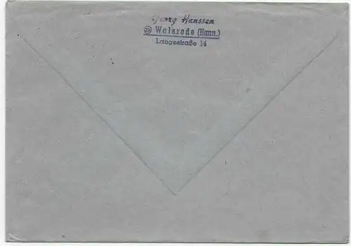 Lettre de Walsrode en 1953 à Nuremberg