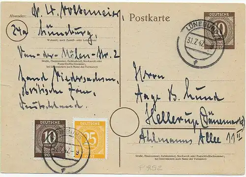 Affaire complète Lüneburg vers le Danemark en 1947