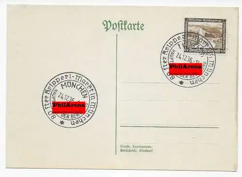 Carte postale avec cachet spécial Munich: 80ster Kripperl-Market à Munich, 1936