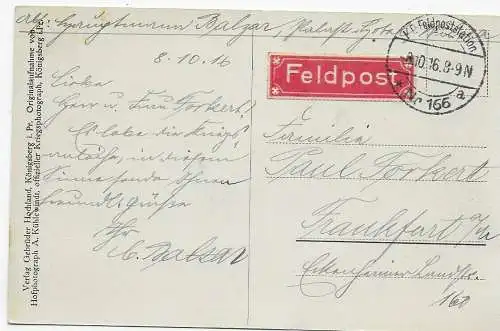 Ansichtskarte Wilna, Feldpost 1916 nach Frankfurt/M