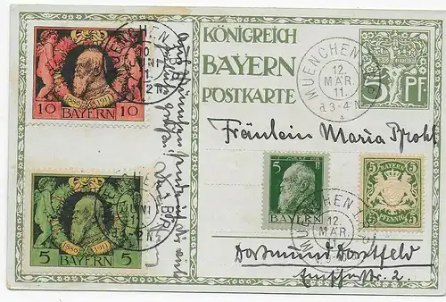 Carte postale Munich 1911, FDC. .
