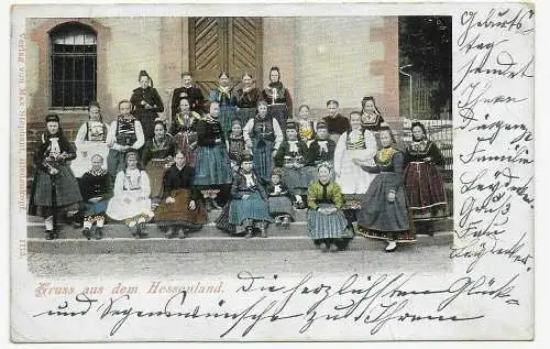 Carte de costumes: Gruss de Hesse, Biedenkopf de Marburg, 1902